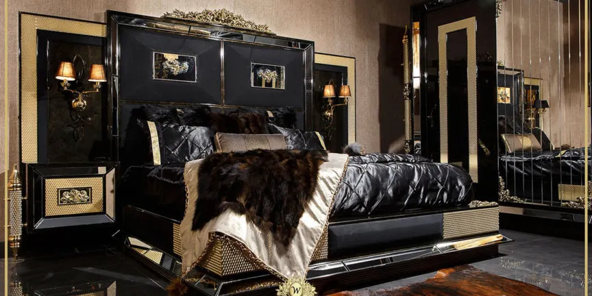 siyah yatak odası avangarde mobilya masko