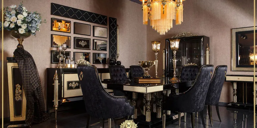 siyah yemek odası avangarde mobilya masko