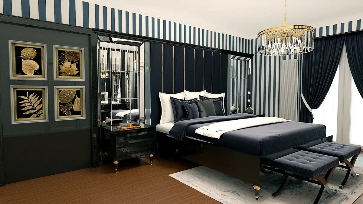 Bordo Park Life Evleri yatak odası iç mimarlık masko